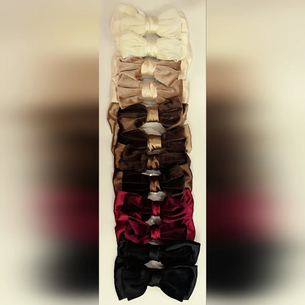 Elegant Satin Hair Bows Set Of 6